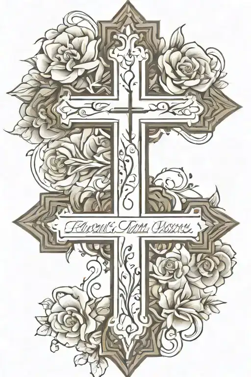 Cross With 4 Family Members Names Incorporated Basic Cross