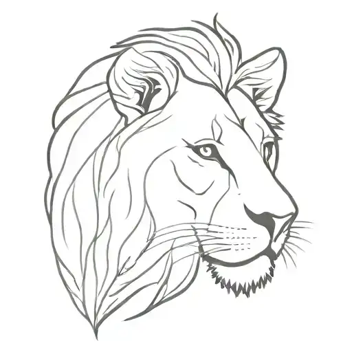 Half Face And Half Lion Head