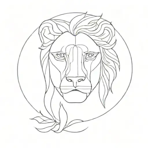 Half Human Face And Half Lion Head