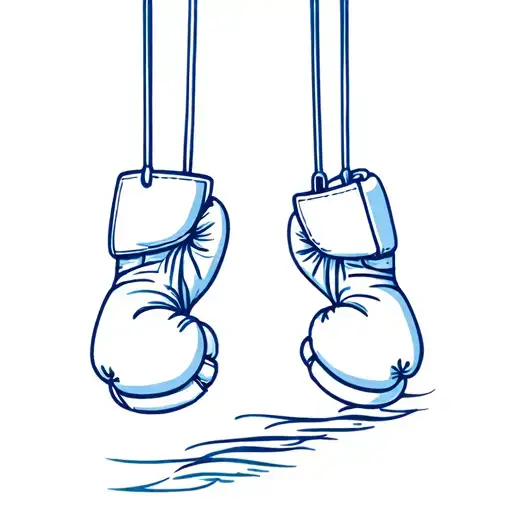 Boxing Gloves Hanging Blue Ocean Wave