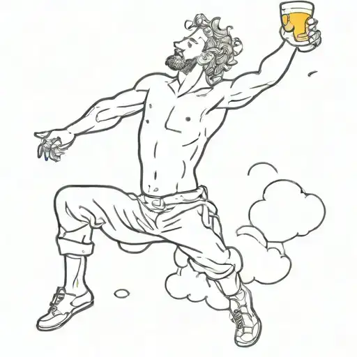 Man Dancing On A Cloud Drinking A Beer Bottle