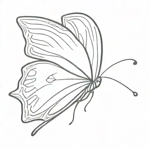 The Side Of A Butterfly With One Wing And A Slightly Curled Antenna