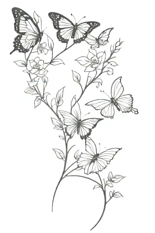 Spine Tattoo With Flowers And Butterflies That Represent My Great Grandmother