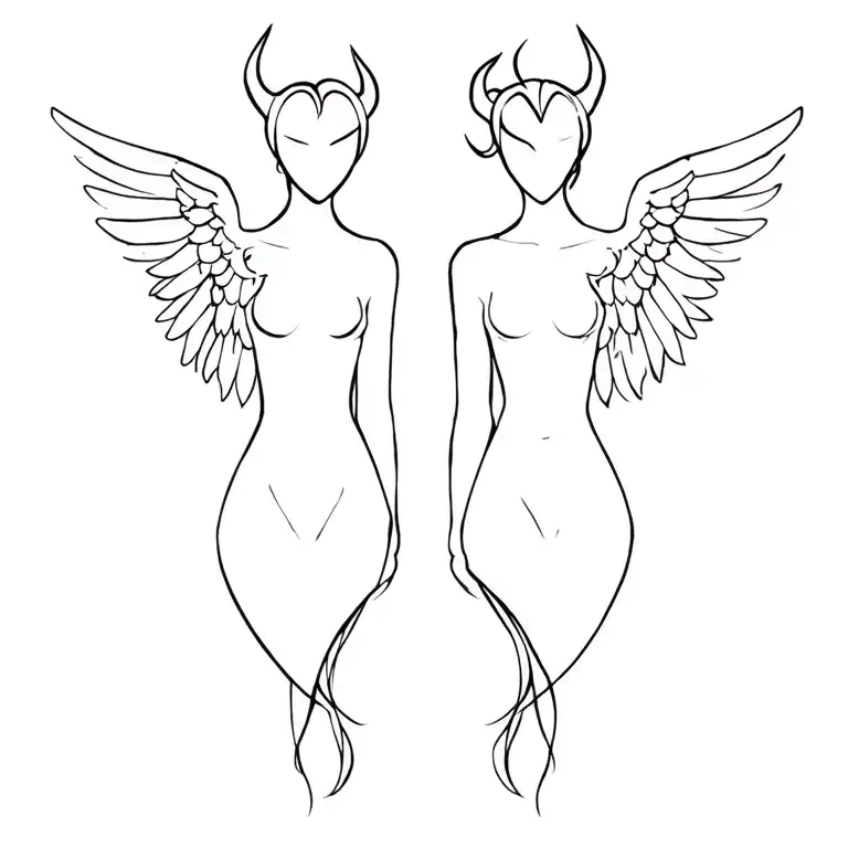 Angel Seperate Devil Feminine Tattoos 1 For Each Shoulder