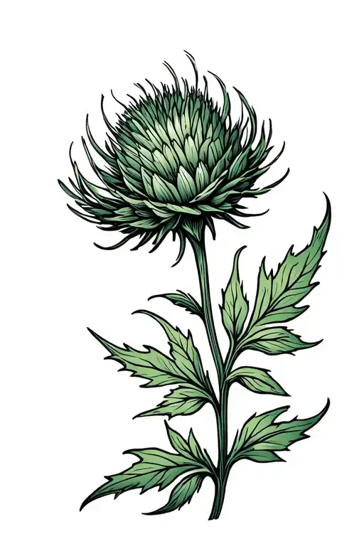 Scottish Celtic Style Thistle Flower For Ribcage Placement