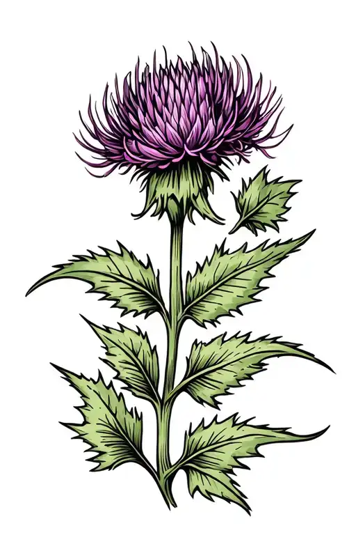Scottish Celtic Style Thistle Flower For Ribcage Placement