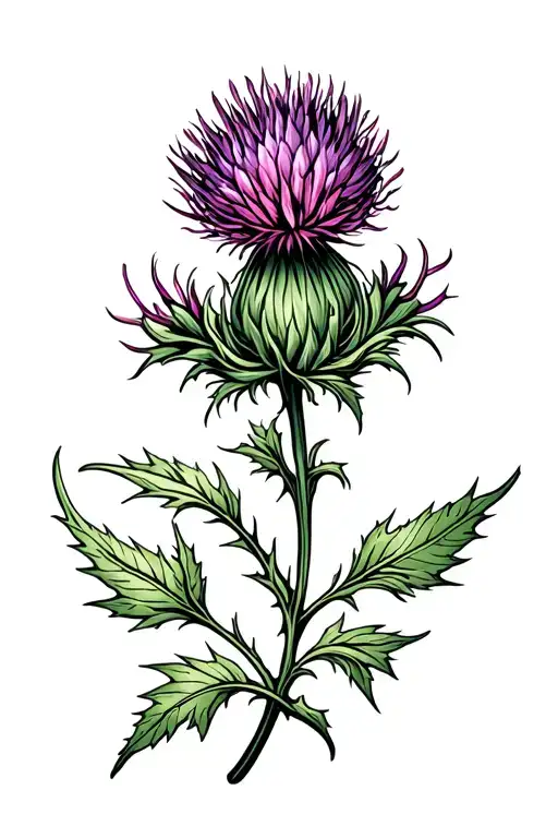 Scottish Thistle Flower For Ribcage Placement With Celtic Accent