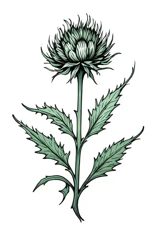 Scottish Thistle Flower For Ribcage Placement With Celtic Accent