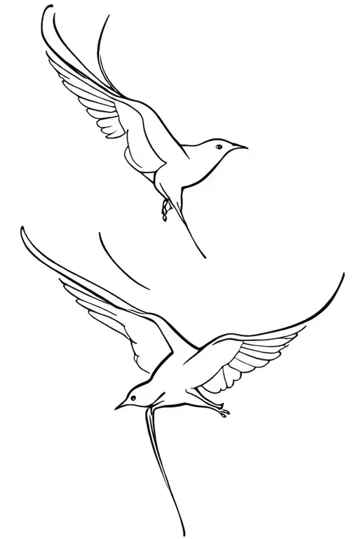 2 Swallows Flying