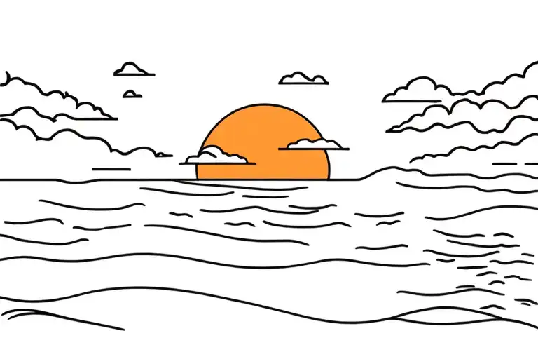 The Beach Sunset Outline