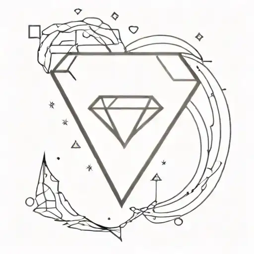 Heartshaped And Small Diamond Near It With Rays