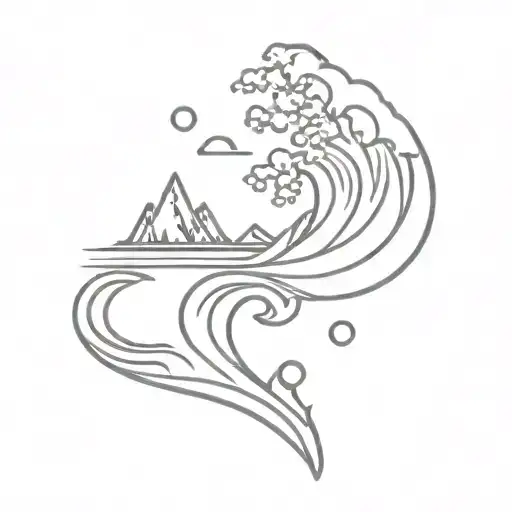 Ocean Wave And Campfire Scene