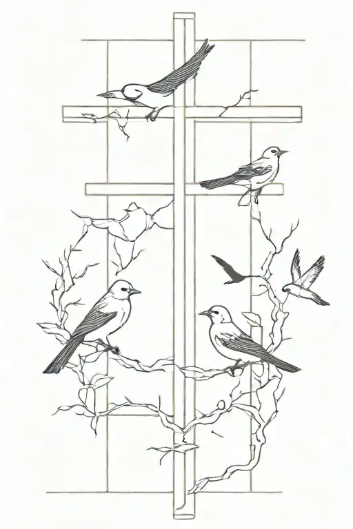 Cross With Birds