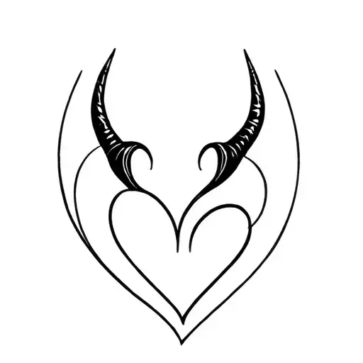 Minimalist Tattoo Of Maleficent Horns And Heart