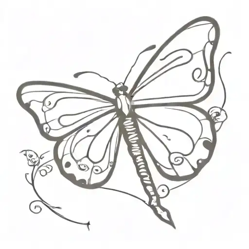 Semicolon Butterfly With Beautiful Sword As The Butterfly's Body