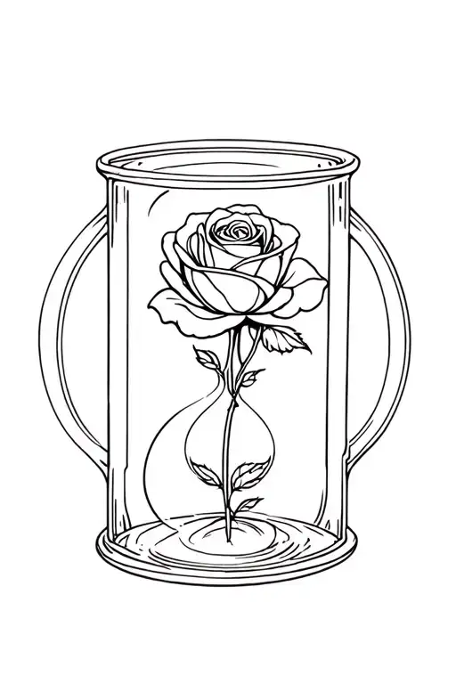 Hour Glass With Withered Rose Surrounded