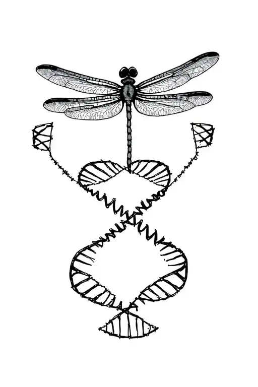 Dragonfly Surrounded By Dna Strands