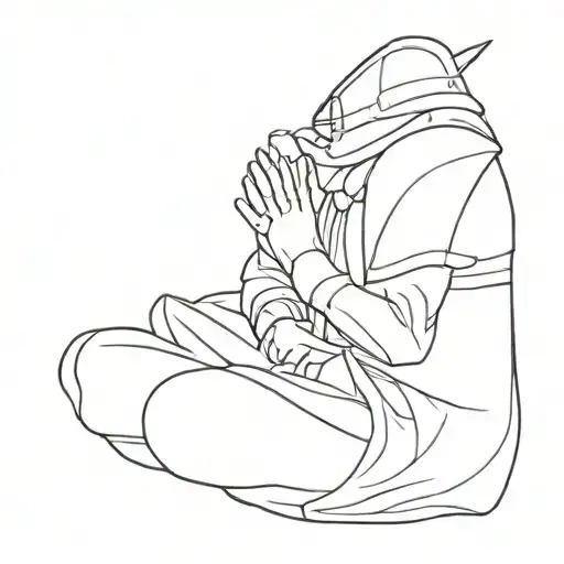 A Knight Sits On One Knee And Prays With His Hands Folded In Prayer