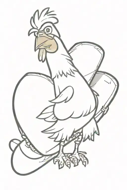 Chicken Joe From Surfs Up Holding A Snowboard