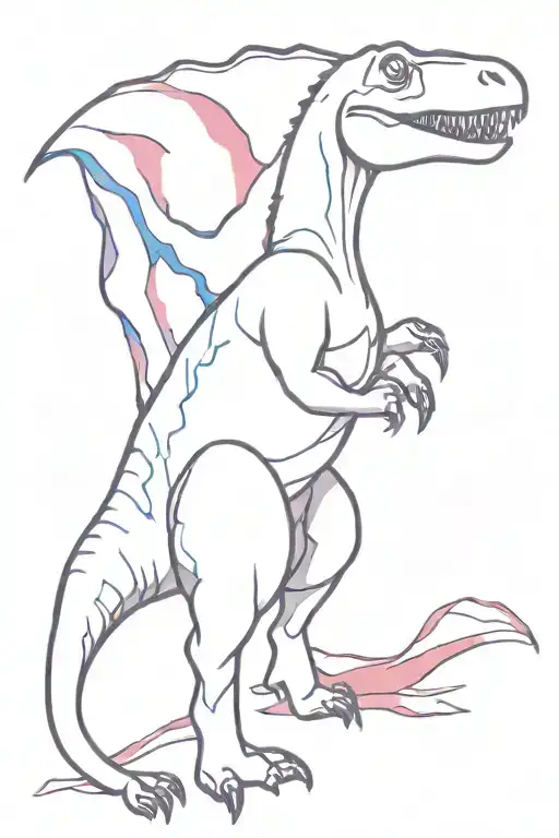 Dinosaur Outline With Watercolors Purple Blue And Pink