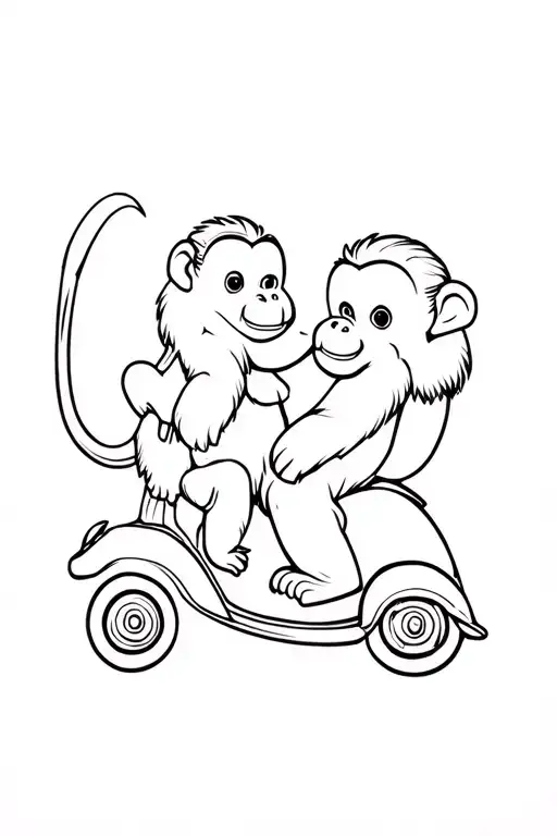 2 Monkeys On An Elephant Scooter
