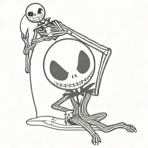 Jack Skellington Holding A Stitch Doll