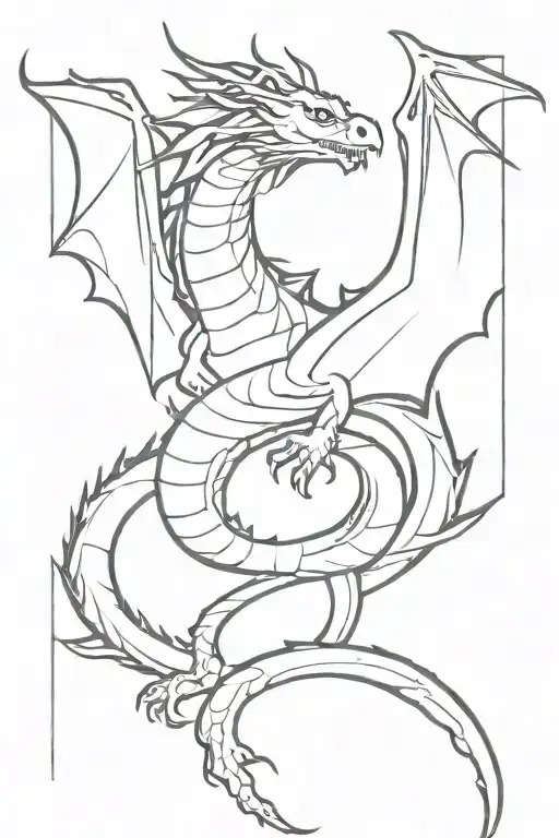 Creative Minimalist In A Single Stroke Draw A Dragon In An Obsure