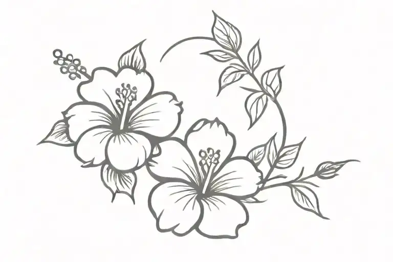 String Of Hibiscus Flowers Side By Side