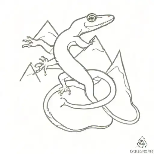 Gecko With Mountains Incorporated Into The Body