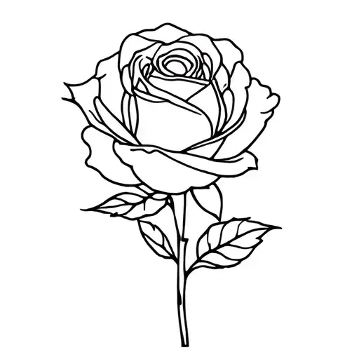 Rose Outline Thin Very Minimal Line Art