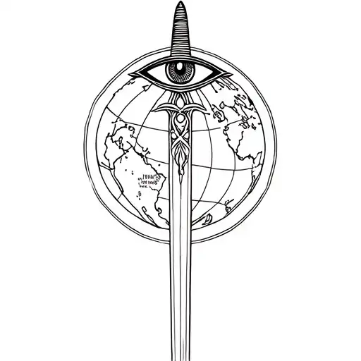 Sword Pointing Down With A Eye On The Top Middle Earth Map