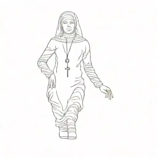 A Woman Dressed As A Nun