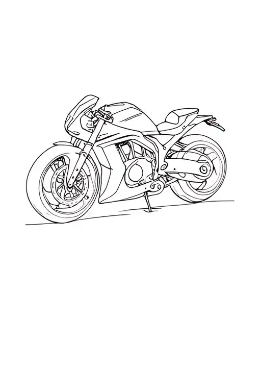 Motor Bike Fine Line Drawing