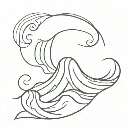 Wave With Trident Symbol