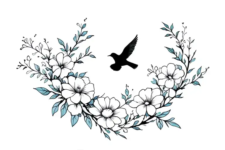 Birds Flying From Flowers Blooming