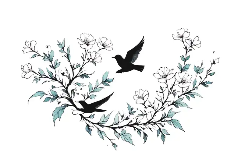 Birds Flying From Flowers Blooming