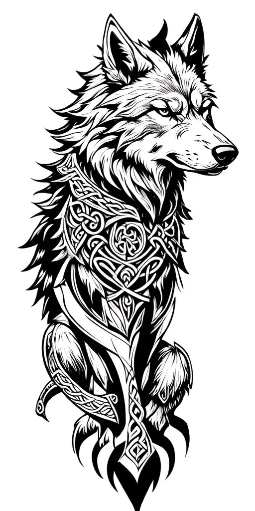 Celtic Wolf Surrounded By Armor