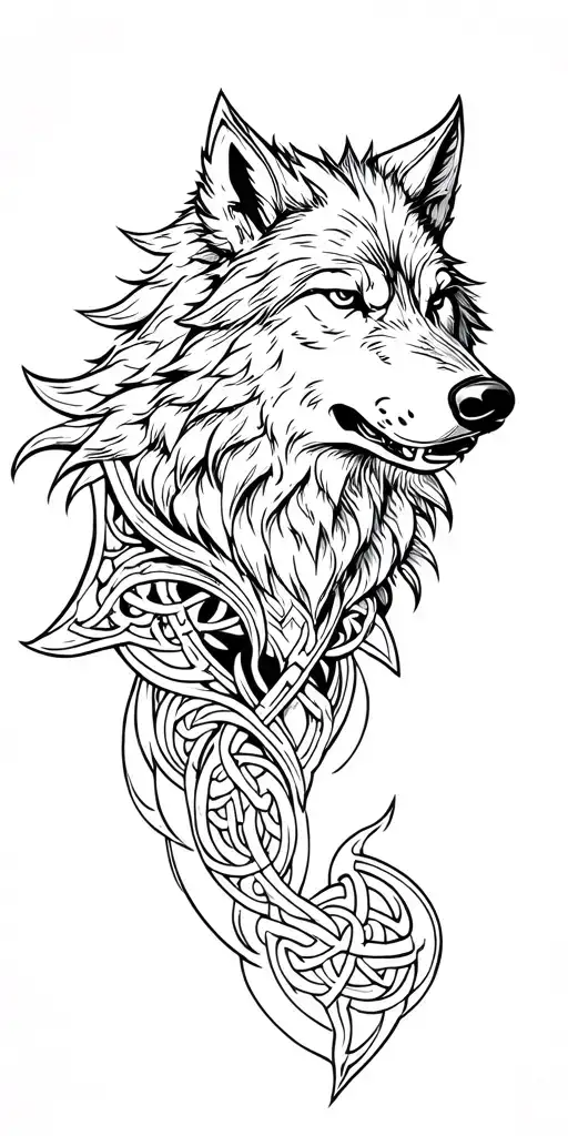 Celtic Wolf Surrounded By Armor