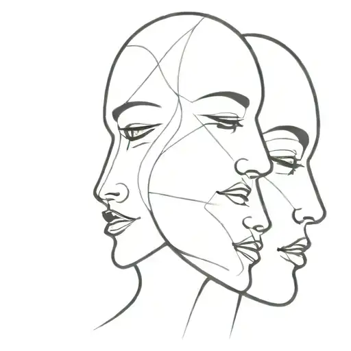 Profile Three Faces Overlapping To Make
