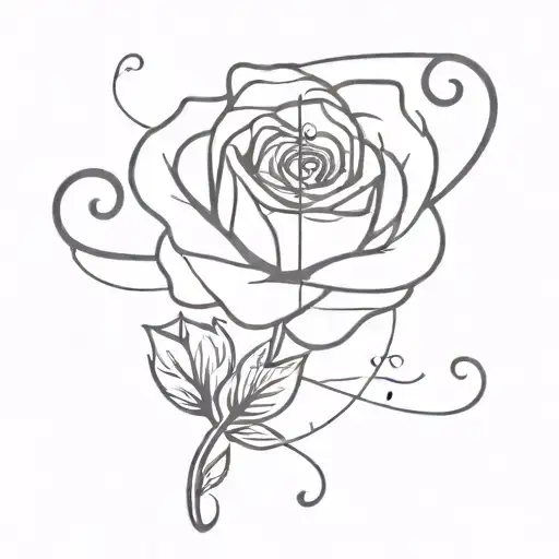 A Delicate Rose Intertwined With A Music Note