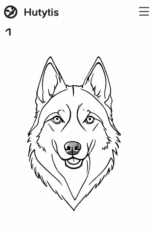 Husky Dog Face One Line Tattoo Design