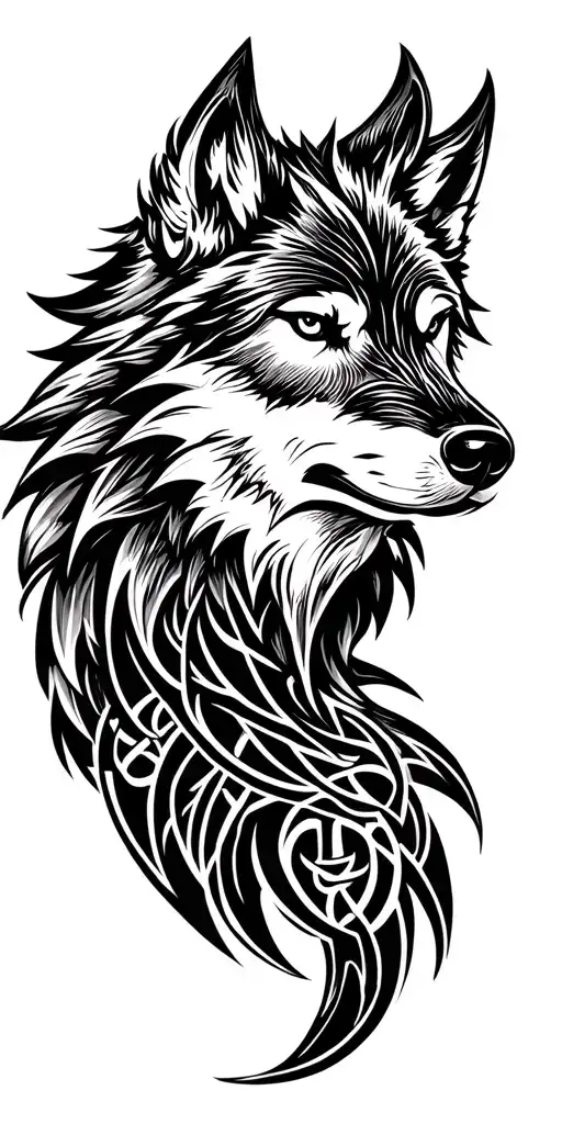 Celtic Wolf With Amour Tribal