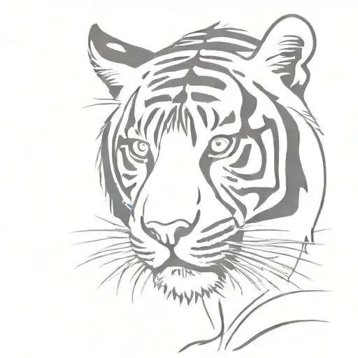 Full-length Silhouette Of A Tiger Without Details