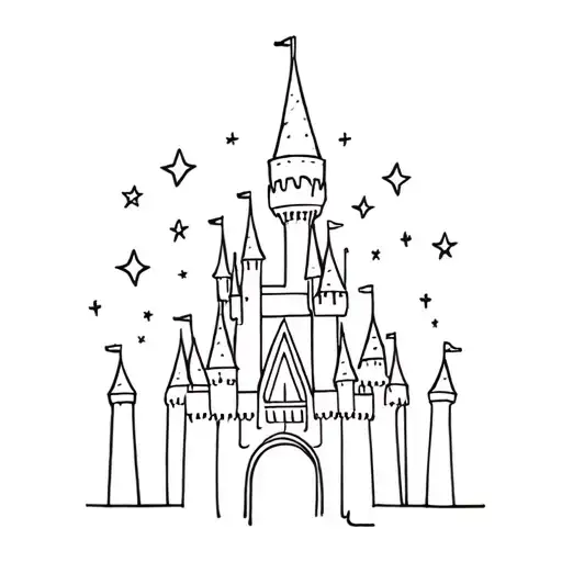 Simple Disney Castle Surrounded With Stars