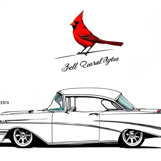 1957 Chevy Bel Air And Cardinal Bird