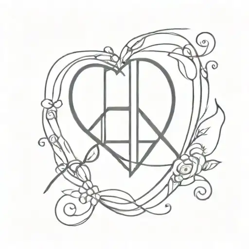 Heart Shape With Peace Sign Inside