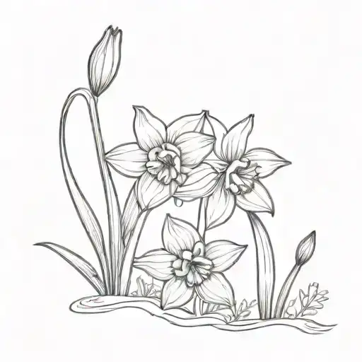 Daffodil And Bluebell Flowers