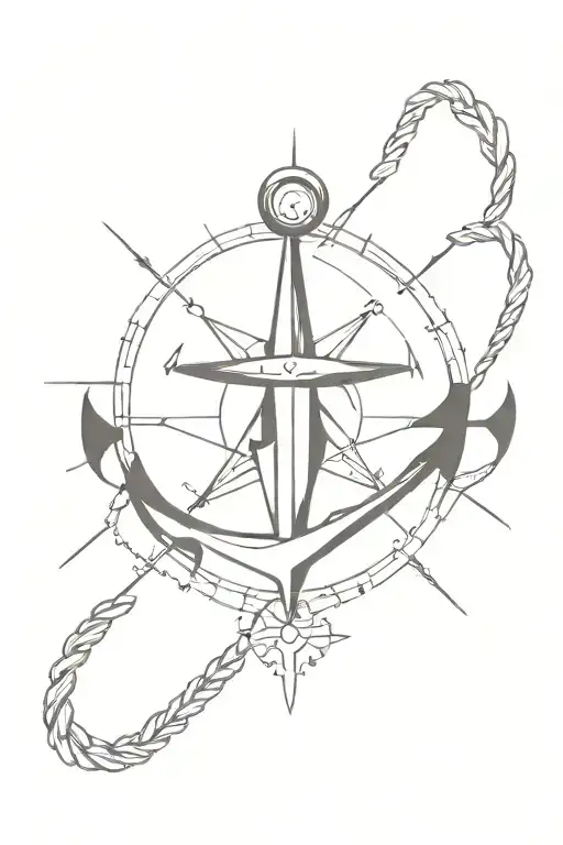 Anchor And A Compass Surrounded