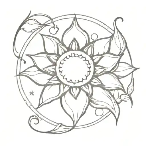 Moon Sun Lotus Flower North Star