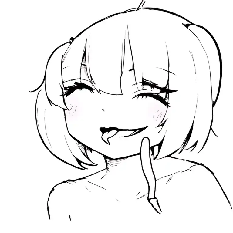 Kawaii Emo Anime Demon Girl With Long Pointy Tounge